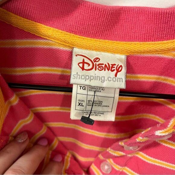 Vintage Disney Stripe Polo Size XL Pink and Gold - Picture 4 of 10